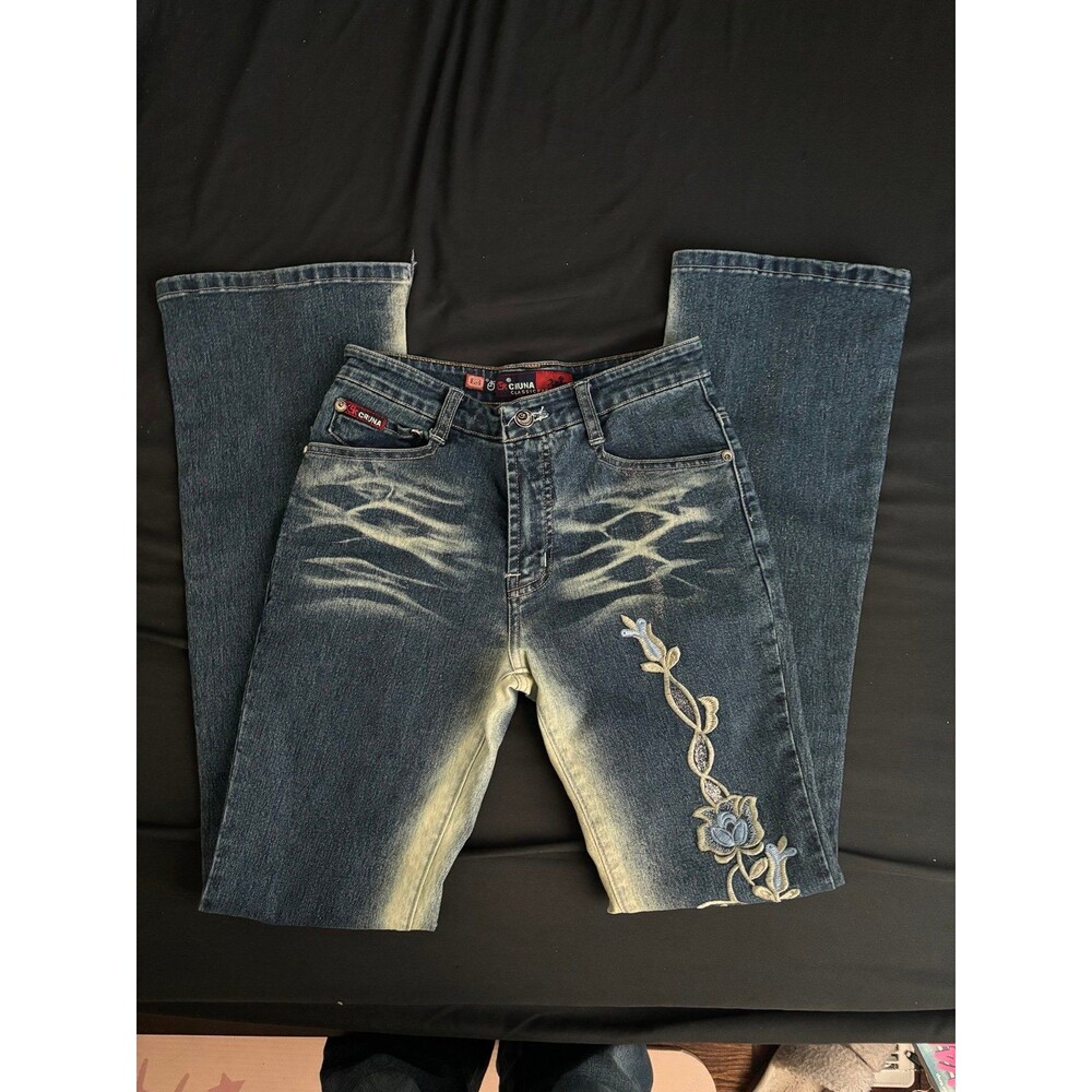 Cruna Jeans Women's 24” Bootcut Embroidered Glittering Denim Y2K
